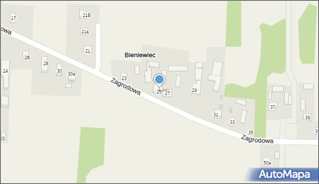 Bieniewiec, Zagrodowa, 25, mapa Bieniewiec