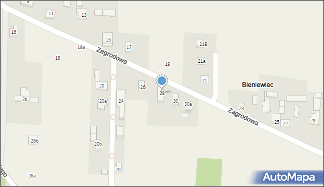 Bieniewiec, Zagrodowa, 28B, mapa Bieniewiec