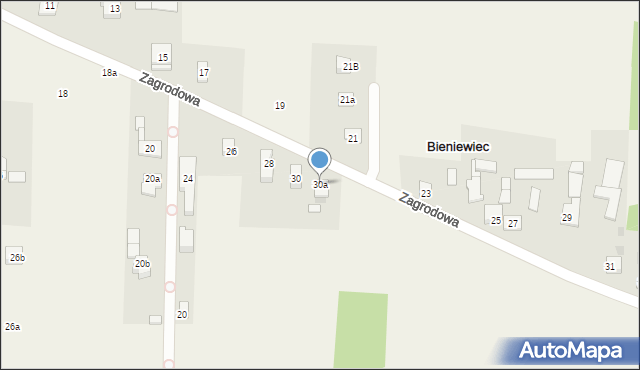 Bieniewiec, Zagrodowa, 30a, mapa Bieniewiec