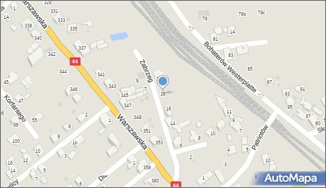 Bieruń, Zabrzeg, 18, mapa Bieruń