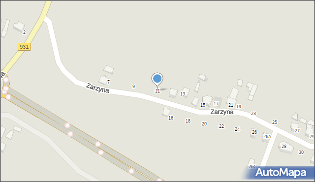 Bieruń, Zarzyna, 11, mapa Bieruń