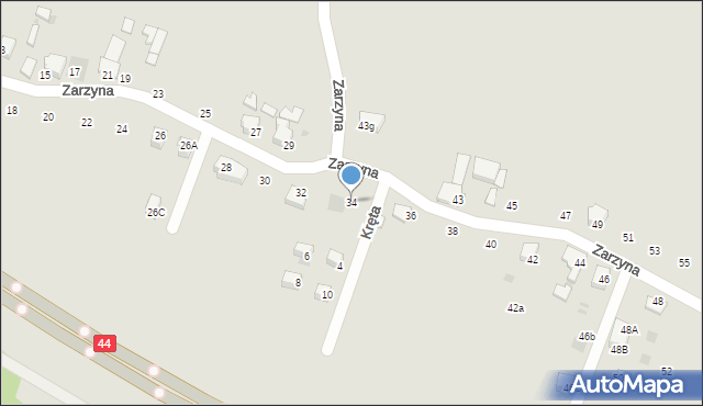 Bieruń, Zarzyna, 34, mapa Bieruń