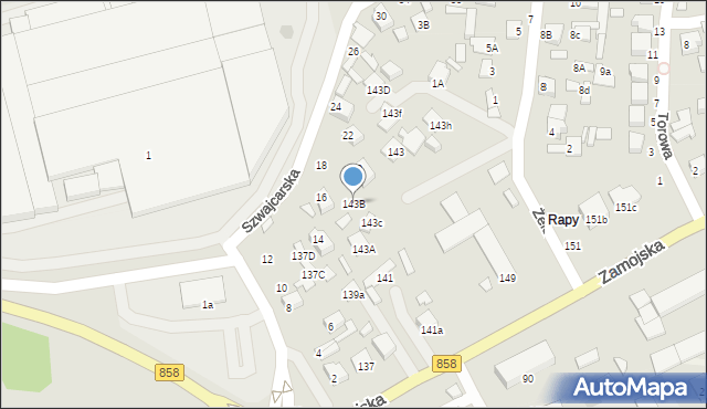 Biłgoraj, Zamojska, 143B, mapa Biłgoraj