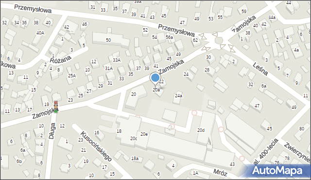 Biłgoraj, Zamojska, 20a, mapa Biłgoraj