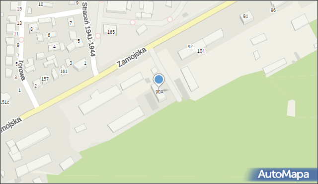 Biłgoraj, Zamojska, 90A, mapa Biłgoraj