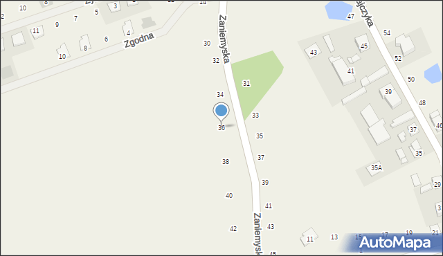 Błażejewo, Zaniemyska, 36, mapa Błażejewo