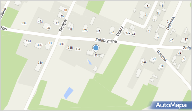 Bliżyn, Zafabryczna, 33, mapa Bliżyn