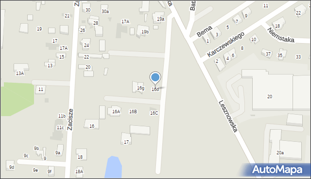 Błonie, Zacisze, 16d, mapa Błonie