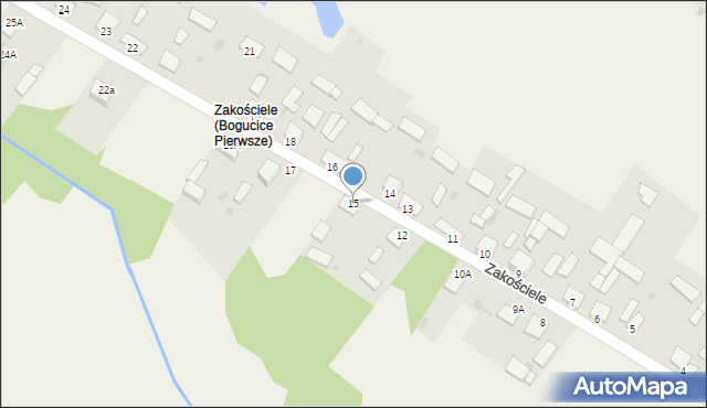 Bogucice Pierwsze, Zakościele, 15, mapa Bogucice Pierwsze