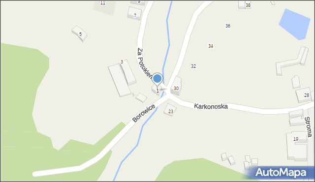 Borowice, Za Potokiem, 1, mapa Borowice