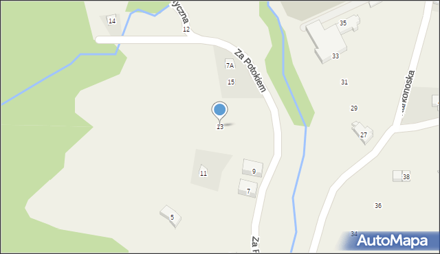 Borowice, Za Potokiem, 13, mapa Borowice