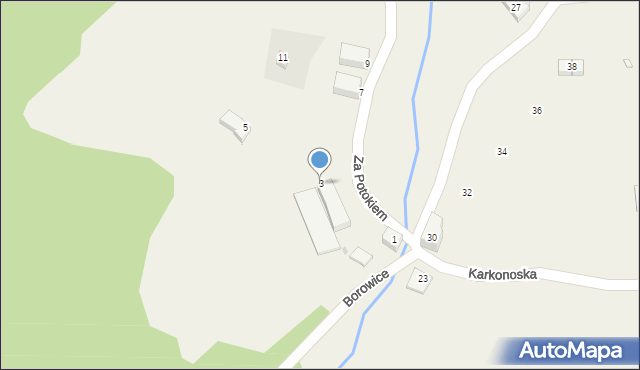 Borowice, Za Potokiem, 3, mapa Borowice