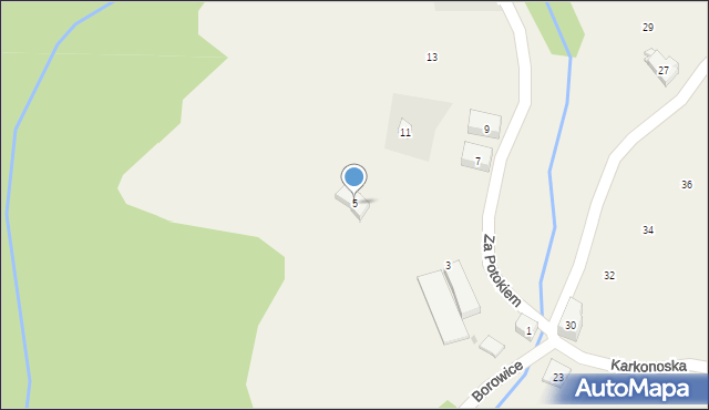 Borowice, Za Potokiem, 5, mapa Borowice
