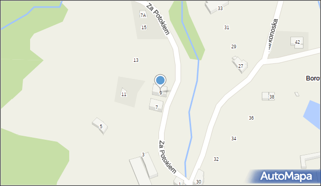 Borowice, Za Potokiem, 9, mapa Borowice