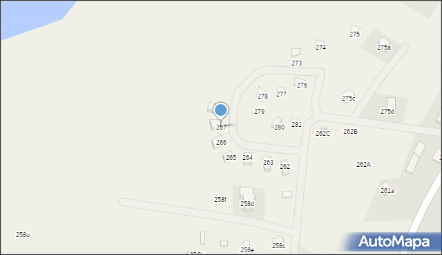 Borzestowo, Zajezierze, 267, mapa Borzestowo