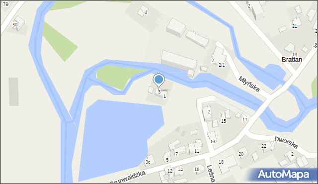 Bratian, Zamkowa, 3, mapa Bratian