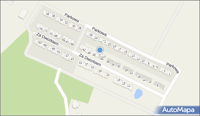 Brodowo, Za Dworkiem, 42, mapa Brodowo