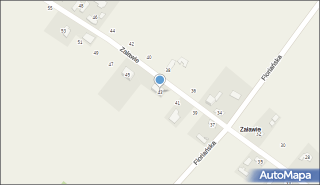 Brudzów, Załawie, 43, mapa Brudzów