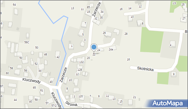 Brzezie, Zarzecze, 22, mapa Brzezie