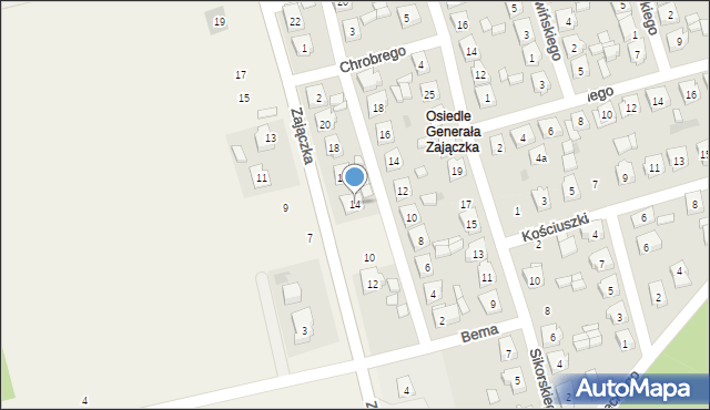 Brzeziny, Zajączka Józefa, gen., 14, mapa Brzeziny