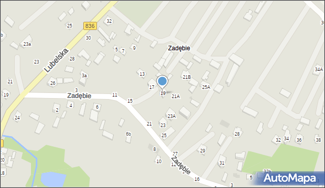 Bychawa, Zadębie, 19, mapa Bychawa