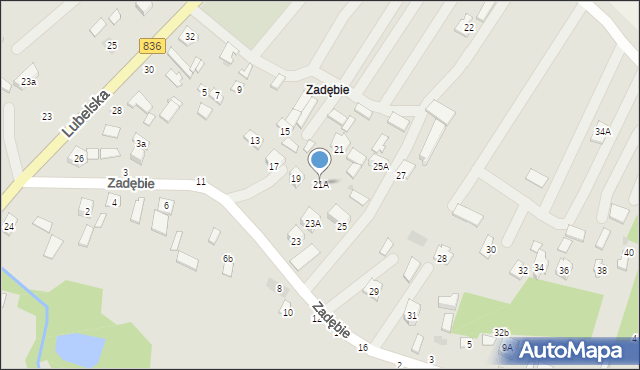 Bychawa, Zadębie, 21A, mapa Bychawa