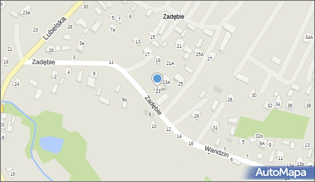 Bychawa, Zadębie, 23, mapa Bychawa