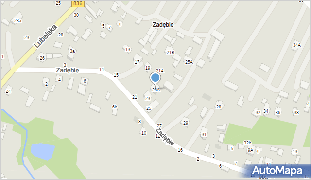 Bychawa, Zadębie, 23A, mapa Bychawa