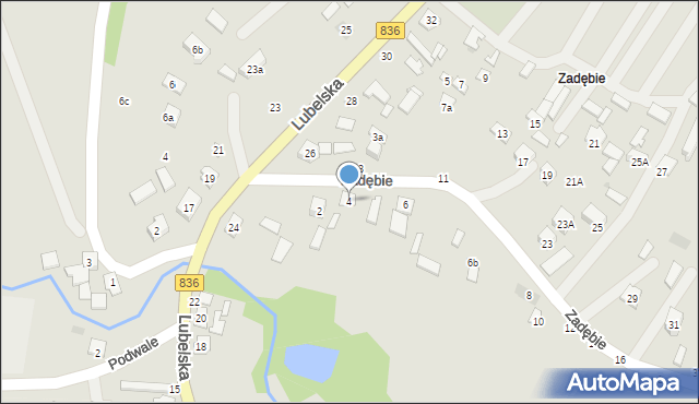 Bychawa, Zadębie, 4, mapa Bychawa