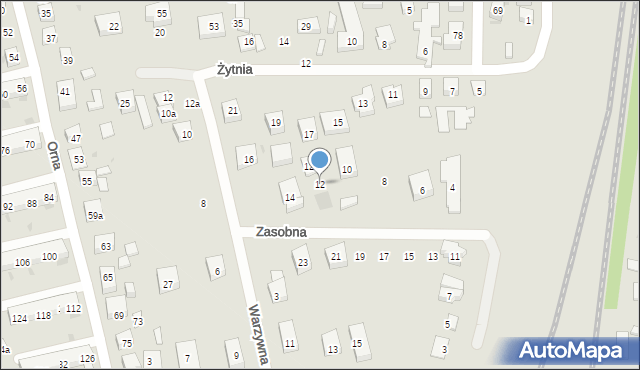 Bydgoszcz, Zasobna, 12, mapa Bydgoszczy