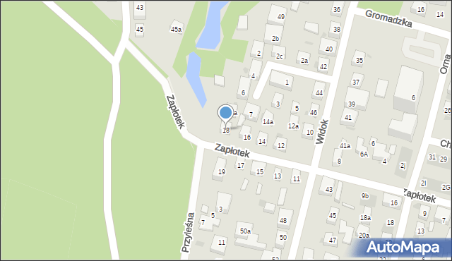 Bydgoszcz, Zapłotek, 18, mapa Bydgoszczy