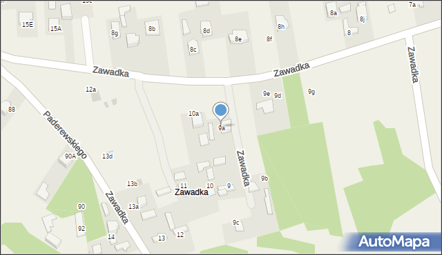 Bydlin, Zawadka, 9a, mapa Bydlin