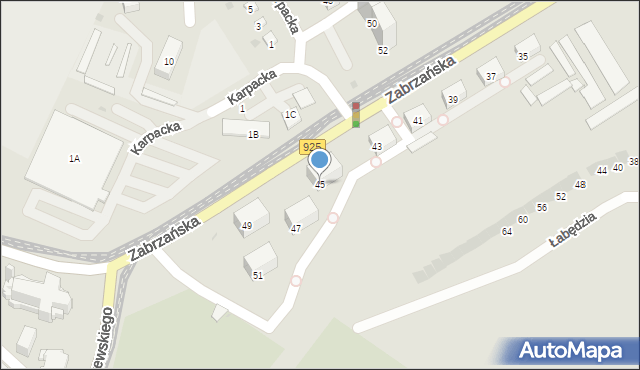 Bytom, Zabrzańska, 45, mapa Bytomia
