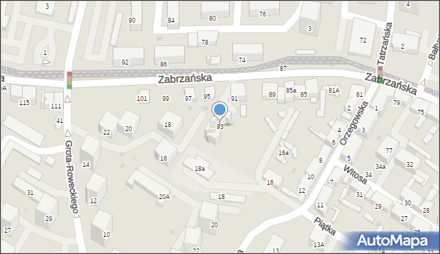 Bytom, Zabrzańska, 93, mapa Bytomia