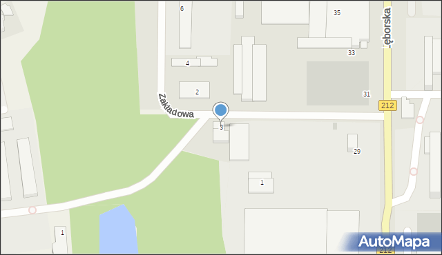 Bytów, Zakładowa, 3, mapa Bytów