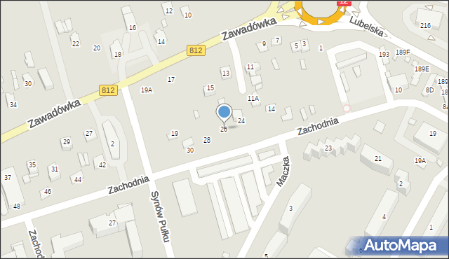 Chełm, Zachodnia, 26, mapa Chełma