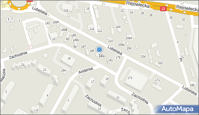 Chełm, Zachodnia, 4, mapa Chełma