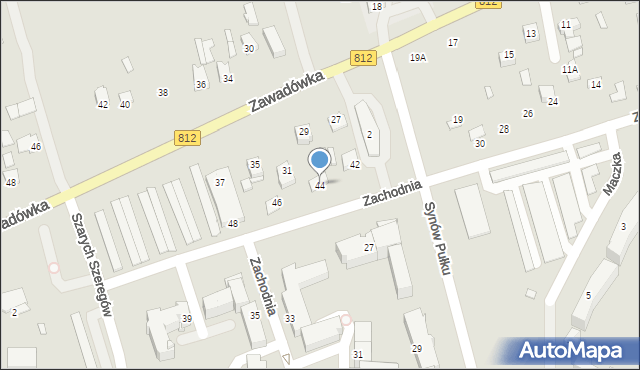 Chełm, Zachodnia, 44, mapa Chełma