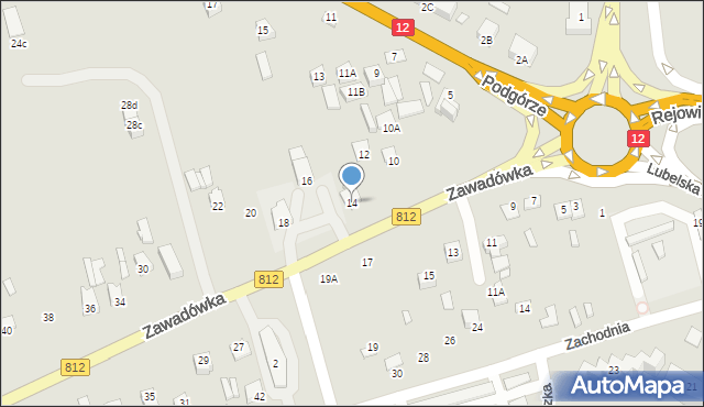 Chełm, Zawadówka, 14, mapa Chełma