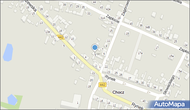 Chocz, Zagórowska, 3, mapa Chocz
