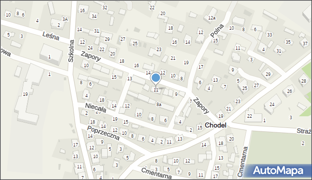 Chodel, Zapory, mjr., 11, mapa Chodel