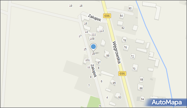 Chodów, Zakątek, 10, mapa Chodów