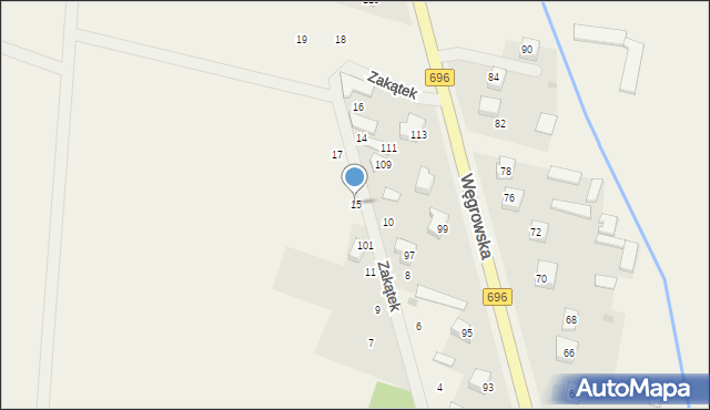 Chodów, Zakątek, 15, mapa Chodów