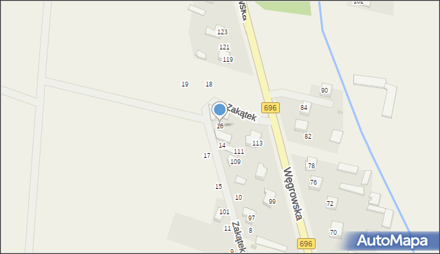 Chodów, Zakątek, 16, mapa Chodów