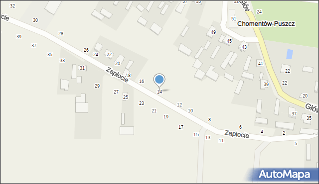 Chomentów-Puszcz, Zapłocie, 14, mapa Chomentów-Puszcz