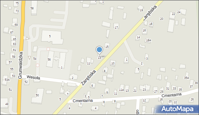 Chorzele, Zarębska, 13, mapa Chorzele