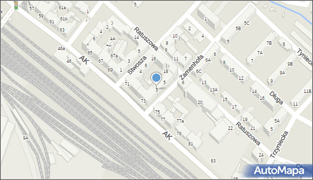 Chorzów, Zamenhofa Ludwika, dr., 3, mapa Chorzów