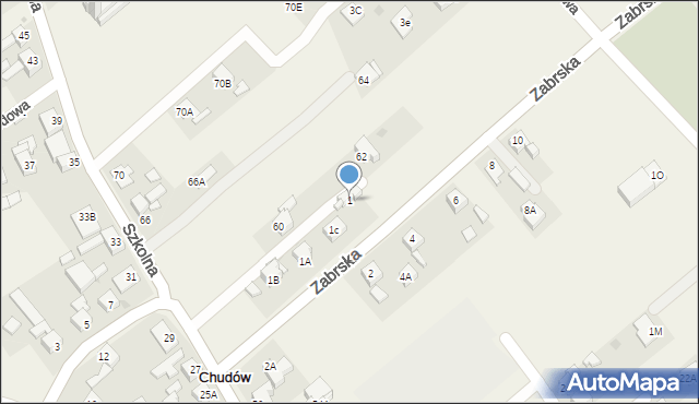 Chudów, Zabrska, 1, mapa Chudów