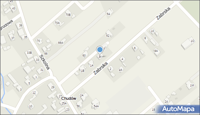 Chudów, Zabrska, 1c, mapa Chudów