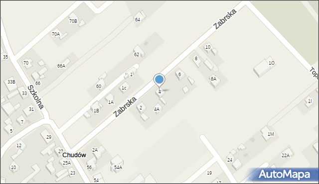 Chudów, Zabrska, 4, mapa Chudów